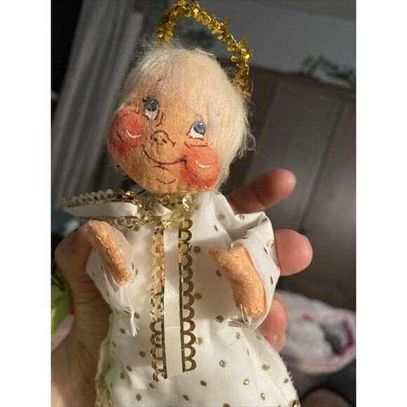 Annalee 7" Tree Top Angel in Gown with Gold Trim Doll 1987 ~ #713087 - Picture 3 of 8
